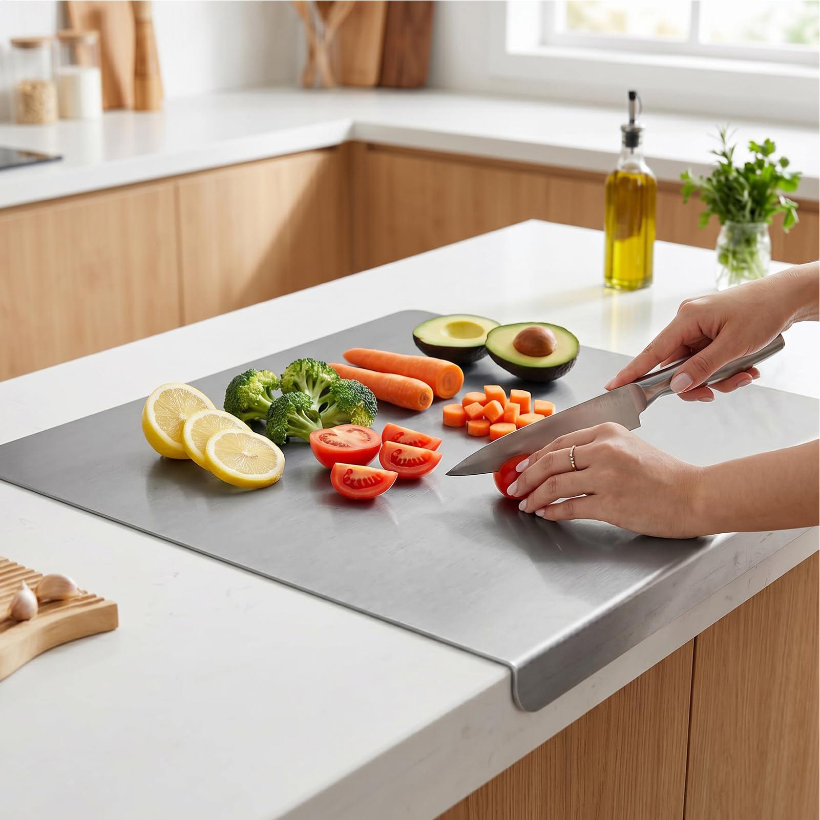Meal Prep Easy - Non Slip Stainless Steel Cutting Board